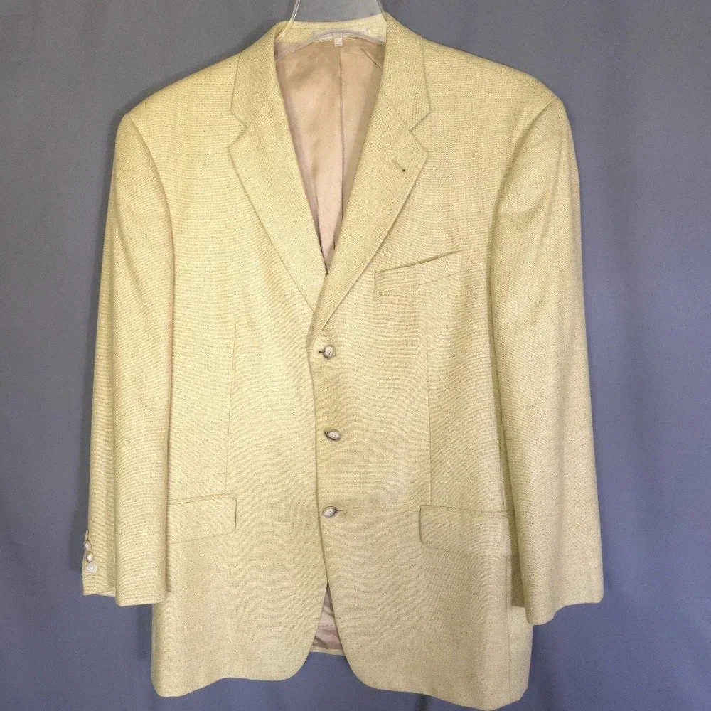 Joseph‎ Abboud American Soft Silk Wool Blend Sport Coat Blazer Tan Size 43L